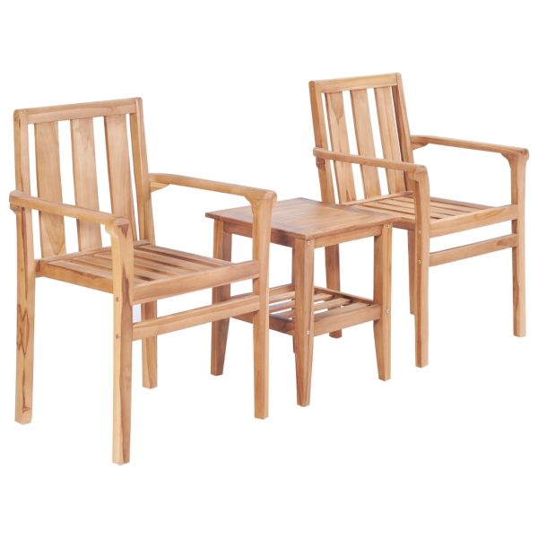 3 pcs conjunto de bistrô teca maciça