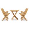 Conjunto de jantar p/ jardim 5 pcs madeira teca maciça - Image 2