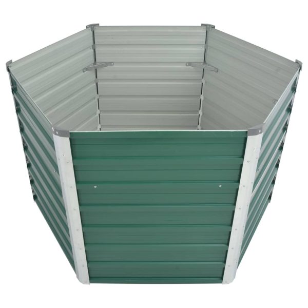 Canteiro elevado jardim aço galvanizado 129x129x77 cm verde - Image 3