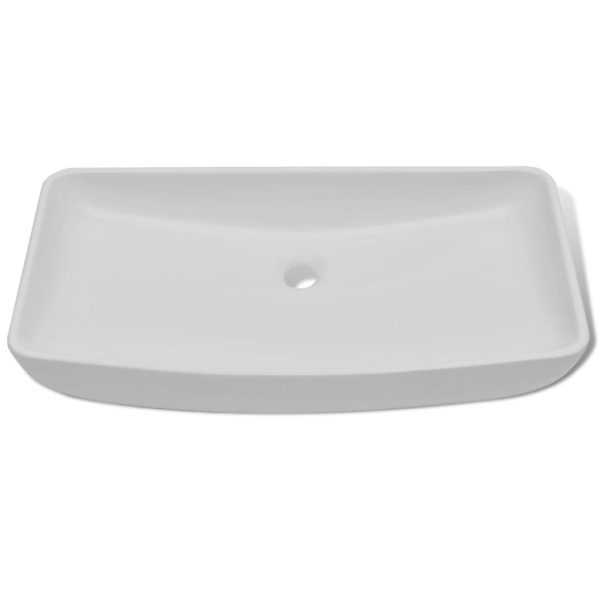 Lavatório com torneira misturadora cerâmica retangular branco - Image 3