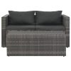 Conjunto lounge de jardim c/ almofadões 6 pcs vime PE cinzento - Image 2
