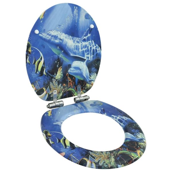 Assento de sanita com tampa de fecho suave MDF design golfinhos