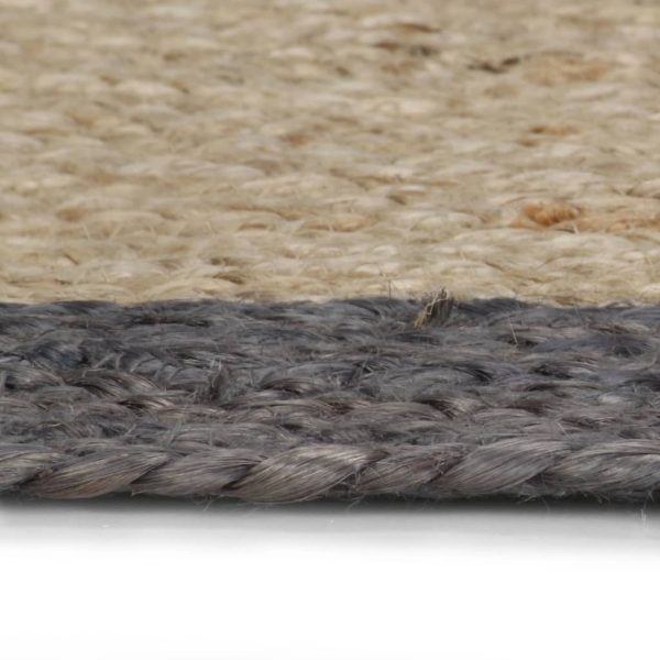 Tapete artesanal em juta com rebordo cinzento escuro 120 cm - Image 3