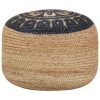 Pufe artesanal 45x30 cm juta azul