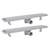 Dreno de chuveiro linear 2 pcs bolhas 630x140 mm aço inoxidável - Image 2