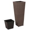 Floreiras de jardim altas 3 pcs vime PE castanho - Image 3