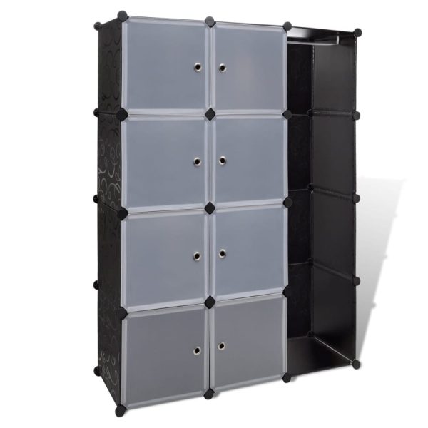 Armário plástico modular 9 gavetas 37x115x150 cm preto e branco - Image 2