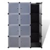 Armário plástico modular 9 gavetas 37x115x150 cm preto e branco - Image 3