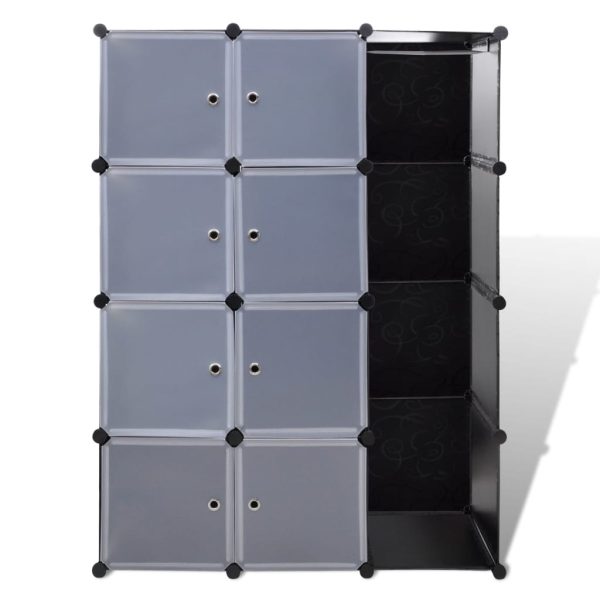 Armário plástico modular 9 gavetas 37x115x150 cm preto e branco - Image 3