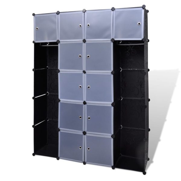 Armário plástico modular 14 gavetas 37x146x180,5cm preto branco - Image 2