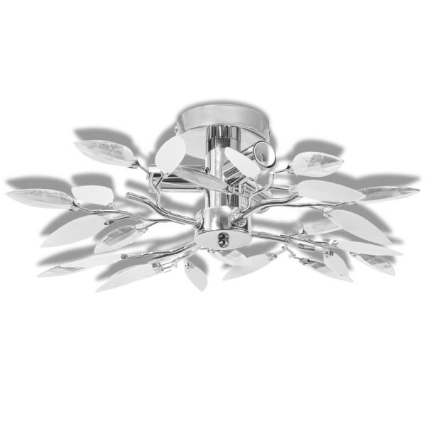 Lâmpada teto com folhas de acrílico e cristal branco & transparente - Image 2