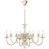 Candelabro de metal branco antigo com 8 lâmpadas E14
