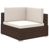 8 pcs conjunto lounge jardim c/ almofadões vime PE castanho - Image 3