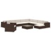 12 pcs conjunto lounge jardim c/ almofadões vime PE castanho - Image 2