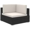 12 pcs conjunto lounge de jardim c/ almofadões vime PE preto - Image 3