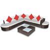 8 pcs conjunto lounge jardim c/ almofadões vime PE castanho - Image 2