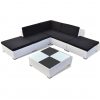 6 pcs conjunto lounge de jardim c/ almofadões vime PE branco - Image 2