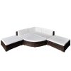 6 pcs conjunto lounge jardim c/ almofadões vime PE castanho - Image 2
