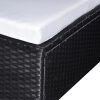 6 pcs conjunto lounge de jardim c/ almofadões vime PE preto - Image 3