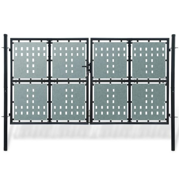 Portão de cerca com porta única 300x225 cm preto