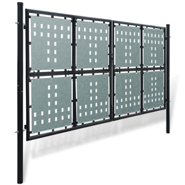 Portão de cerca com porta única 300x225 cm preto - Image 2