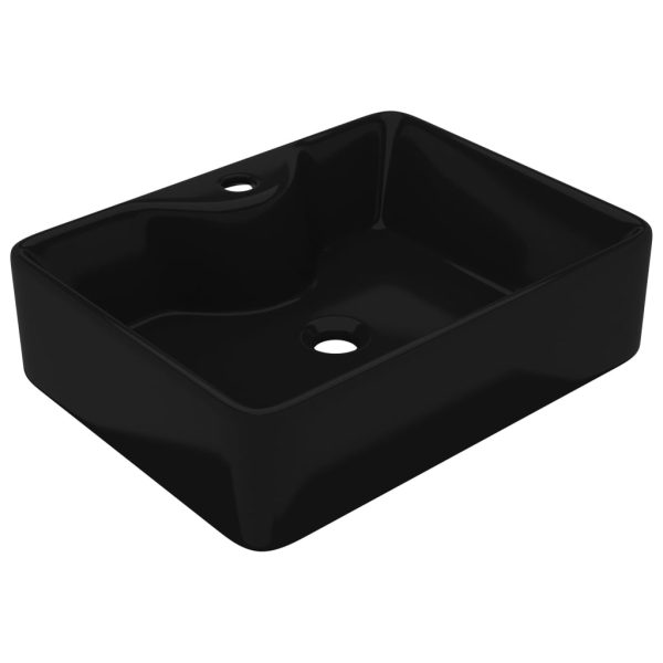Lavatório cerâmica redondo com furo para torneira, preto, quadrado - Image 2