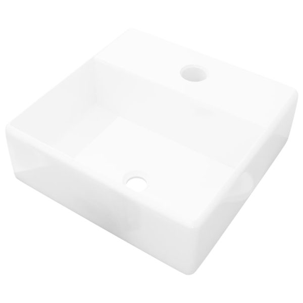 Lavatório cerâmica redondo com furo para torneira, quadrado,branco - Image 2