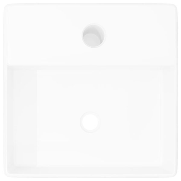 Lavatório cerâmica redondo com furo para torneira, quadrado,branco - Image 3