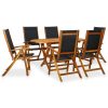 7 pcs conjunto de jantar exterior madeira acácia maciça