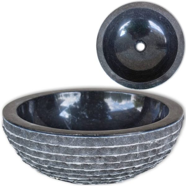 Lavatório em mármore 40 cm preto
