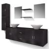 Móveis casa de banho 9 pçs e conjunto de bacia, preto - Image 2
