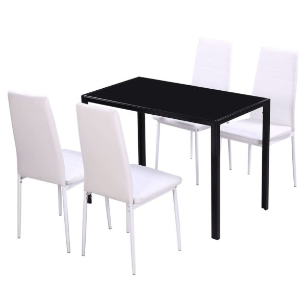 Conjunto mesa de jantar 5 pcs preto e branco - Image 2
