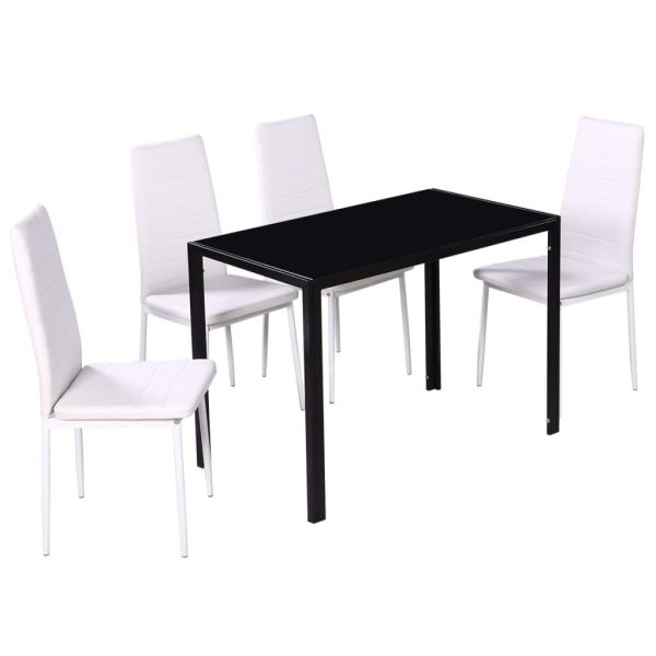 Conjunto mesa de jantar 5 pcs preto e branco - Image 3