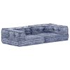 Pufe modular de 2 lugares tecido azul índigo - Image 2