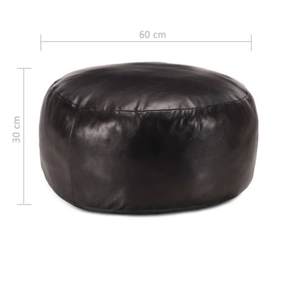 Pufe 60x30 cm couro de cabra genuíno preto - Image 3