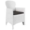 Conj. jantar p/ exterior 5 pcs plástico branco aspeto de vime - Image 2