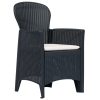 Conj. jantar p/ exterior 5 pcs plástico antracite aspeto vime - Image 2