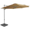 Guarda-sol de exterior com base portátil cinzento-acastanhado