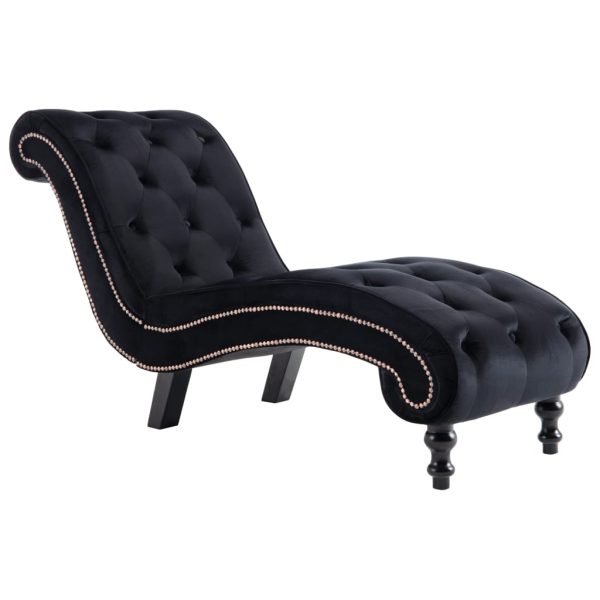 Chaise longue em veludo preto - Image 2
