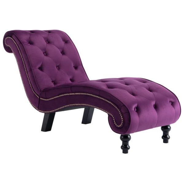 Chaise longue em veludo roxo - Image 2