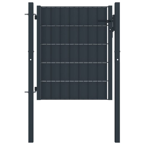 Portão de cerca 100x81 cm PVC e aço antracite