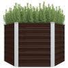 Canteiro elevado jardim aço galvanizado 129x129x77 cm castanho