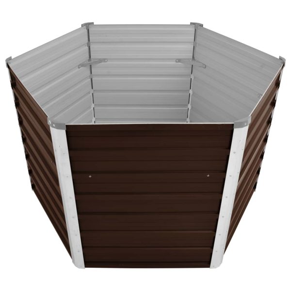 Canteiro elevado jardim aço galvanizado 129x129x77 cm castanho - Image 3