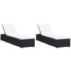 Espreguiçadeiras com almofadões 2 pcs vime PE preto