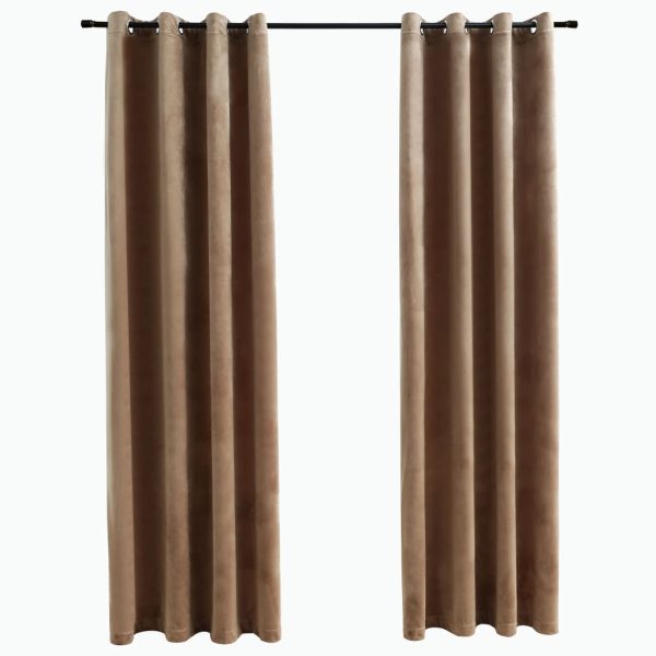 Cortinas blackout com argolas 2 pcs 140x175 cm veludo bege - Image 2