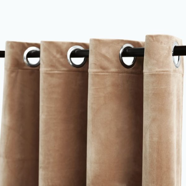 Cortinas blackout com argolas 2 pcs 140x175 cm veludo bege - Image 3