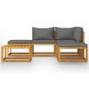 6 pcs conj. lounge jardim c/ almofadões madeira acácia maciça - Image 2