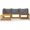 5 pcs conj. lounge jardim c/ almofadões madeira acácia maciça - Image 2