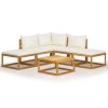 6 pcs conj. lounge jardim c/ almofadões madeira acácia maciça