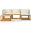 5 pcs conj. lounge jardim c/ almofadões madeira acácia maciça - Image 2